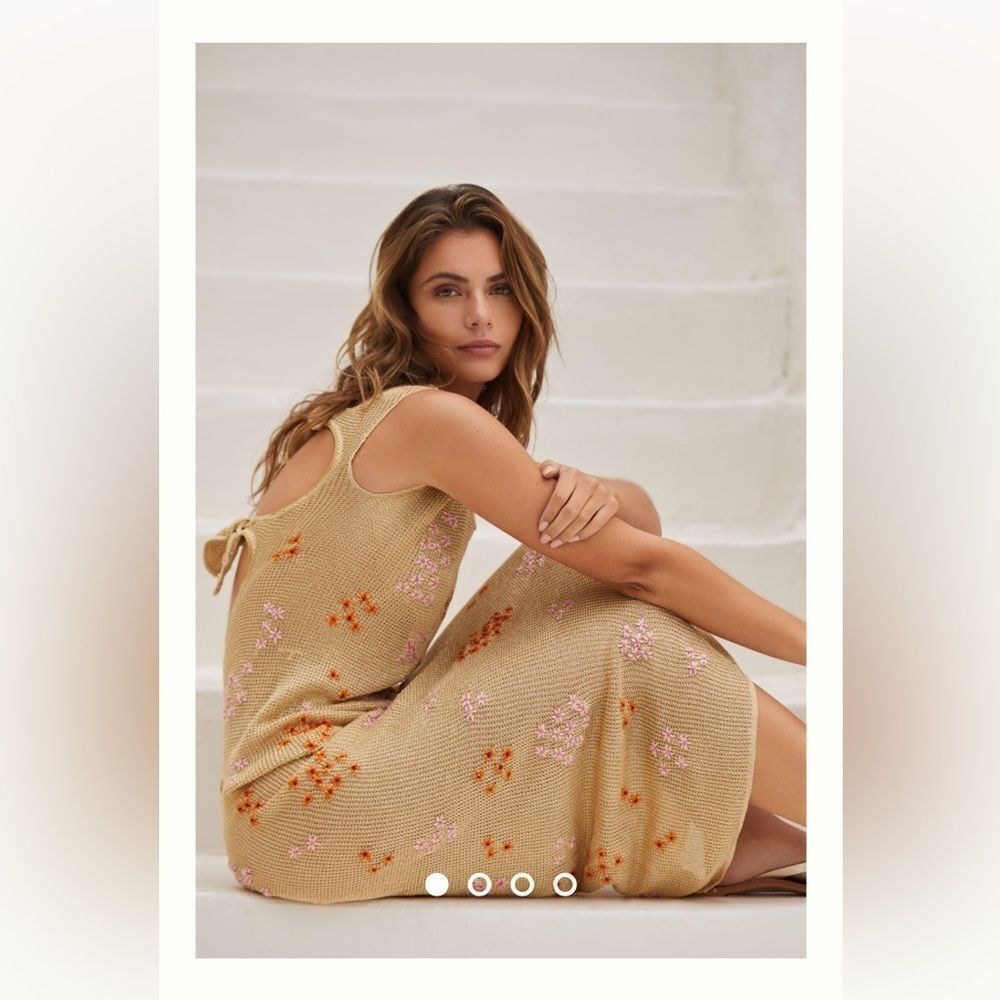 Anthropologie Size Large Tach Clothing Natalka Hand-Embroidered Gold Dress